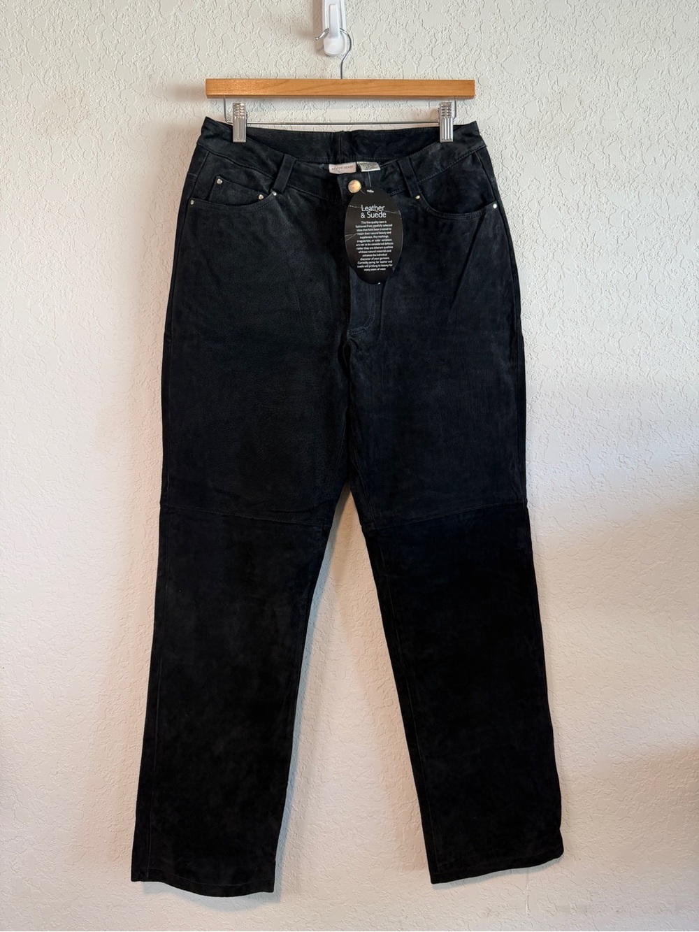 Vintage Newport News Black Genuine Suede Leather Pants 10P NWT